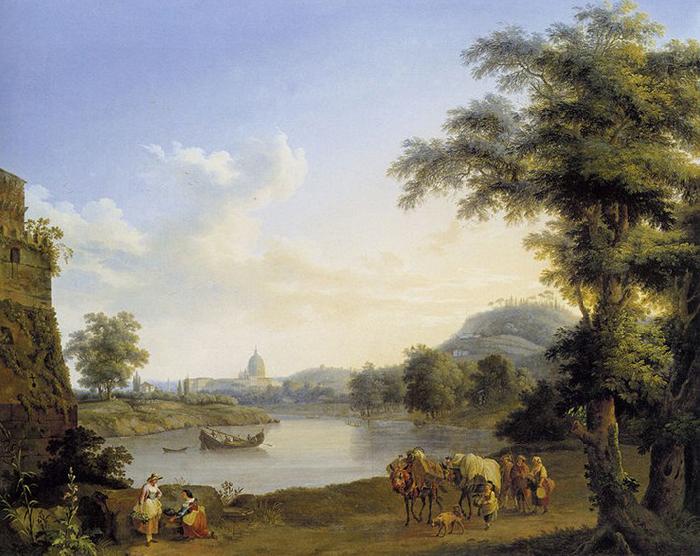 Jakob Philipp Hackert St. Peter's Seen from the Milvian Bridge oil painting image